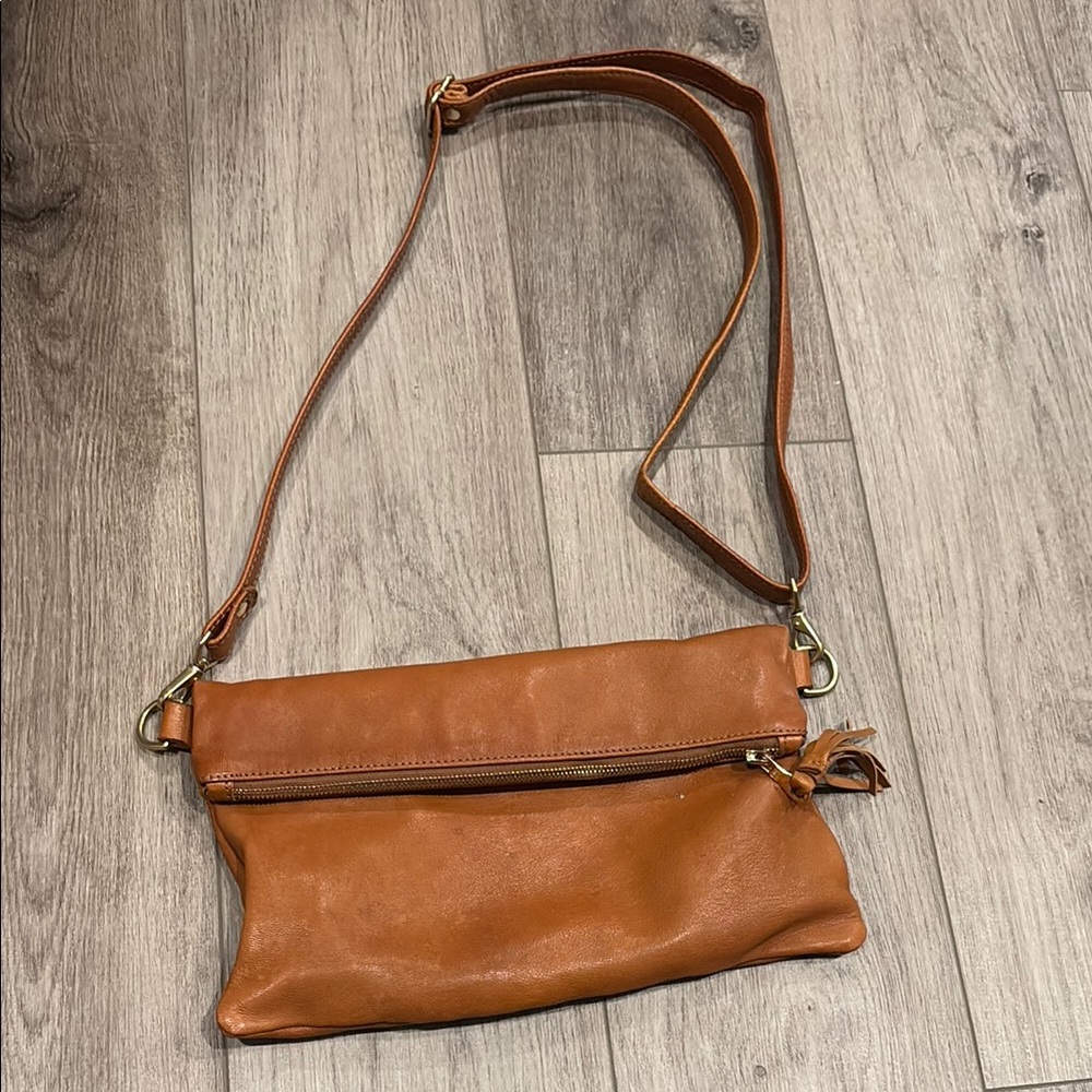 Parker Clay Makeda Tan Leather Crossbody Bag